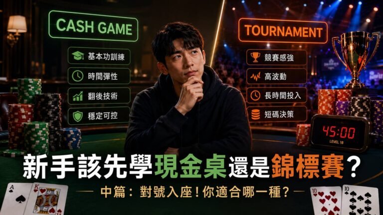 新手該先學現金桌還是錦標賽？（中篇：對號入座！你適合哪一種？）