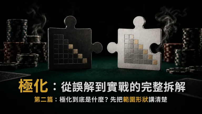 極化策略第二篇，說明極化不是下注大小，而是範圍形狀的撲克教學精選圖